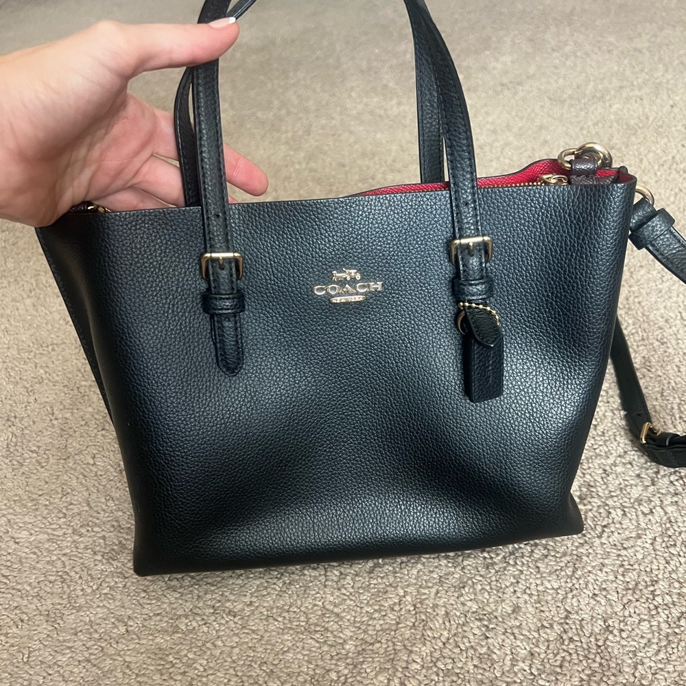 Coach Black and Red Leather Shoulder Bag